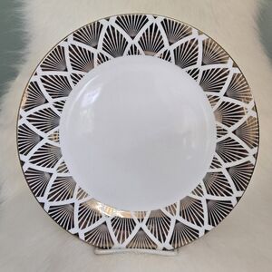 Ciroa Luxe Fine Porcelain Gold Art Deco Fan Metallic Holiday Glam Dinner Plate